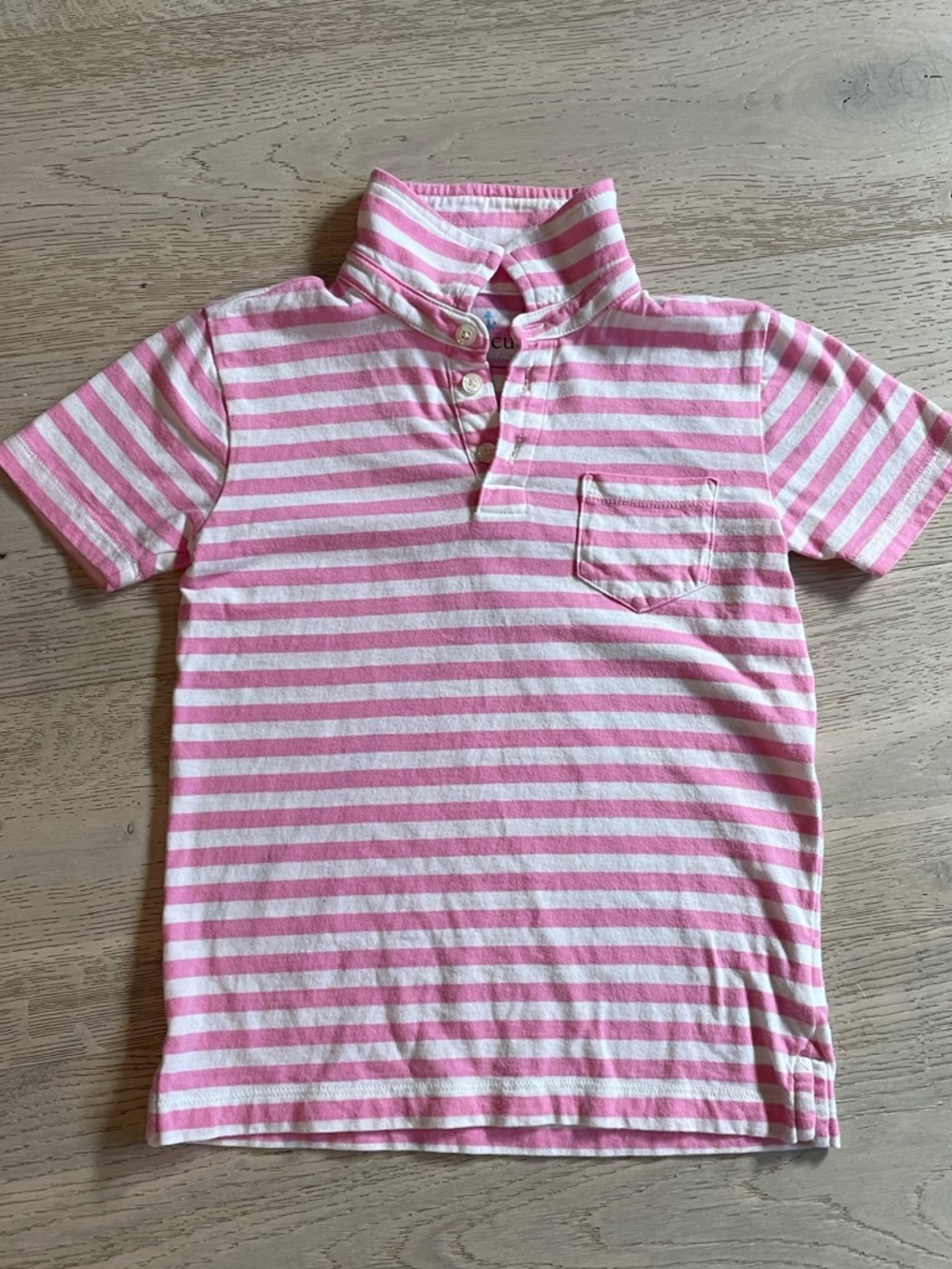 Crewcuts Boys Pink & White Striped Polo Shirt Classic JCrew 6-7 Preppy